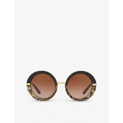 Dolce & Gabbana 0dg4393 Round-frame Acetate Sunglasses In Gold