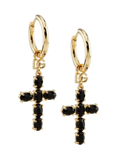 Dolce & Gabbana Women's Gold-plated Cross Hoop Earrings