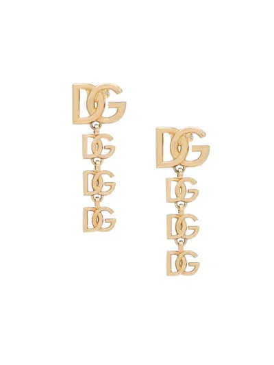 Dolce & Gabbana Women's Gold-plated Logo Drop Earrings