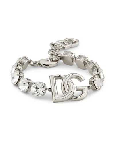 Dolce & Gabbana Women's Goldtone & Crystal Monogram Charm Bracelet In Pink