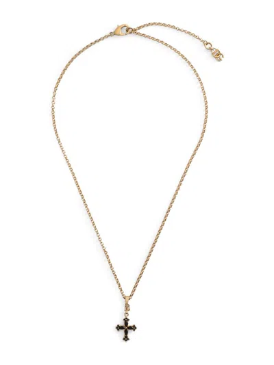 Dolce & Gabbana Women's Goldtone & Glass Crystal Cross Pendant Necklace