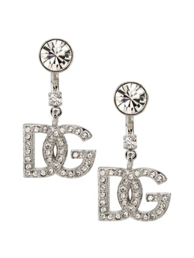 Dolce & Gabbana Women's Goldtone & Glass Crystal Monogram Drop Earrings In Metallic
