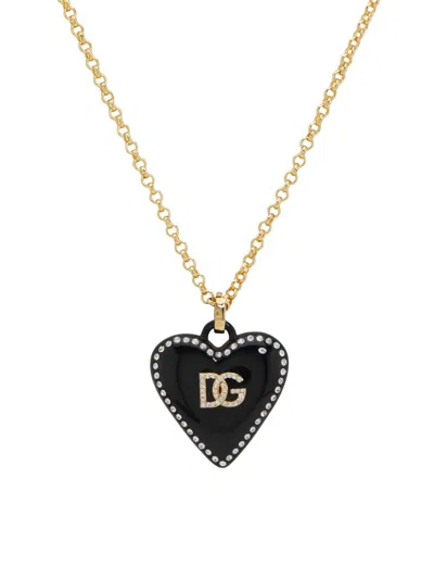Dolce & Gabbana Women's Goldtone & Glass Crystal Monogram Heart Pendant Necklace