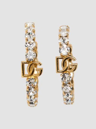 Dolce & Gabbana Women's Goldtone & Glass Crystal Monogram Hoop Earrings