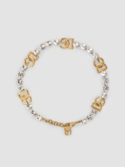 Dolce & Gabbana Women's Goldtone & Glass Crystal Monogram Necklace