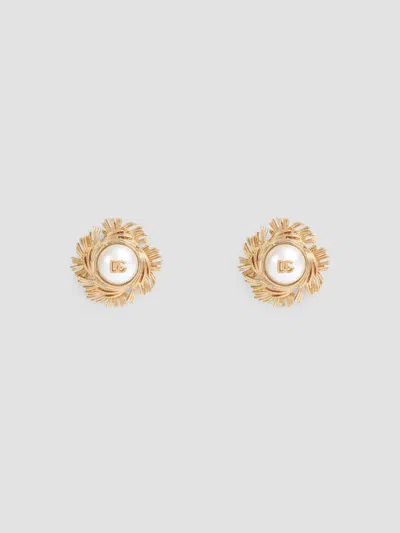 Dolce & Gabbana Women's Goldtone & Imitation Pearl Logo Clip-on Earrings
