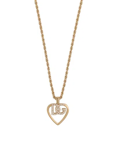 Dolce & Gabbana Women's Goldtone & Imitation Pearl Monogram Heart Pendant Necklace