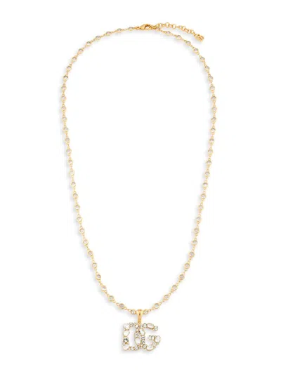Dolce & Gabbana Women's Goldtone & Rhinestone Logo Pendant Necklace