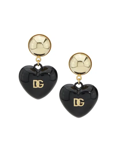 Dolce & Gabbana Women's Goldtone Logo Heart Drop Earrings In Pink