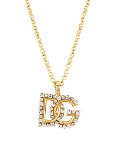 Dolce & Gabbana Women's Goldtone Or Silvertone & Glass Crystal Monogram Pendant Necklace
