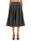 Dolce & Gabbana Wool-blend Dotted Skirt In Gray