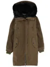 Dolce & Gabbana Padded Coat With Faux Fur Trim In Green