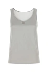 Dolce & Gabbana Stretch Satin Tank Top With Metal Embellishment In Gray