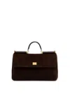Dolce & Gabbana Sicily Small Leather-trimmed Suede Shoulder Bag In Brown