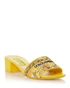 Dolce & Gabbana Karol Embroidered Block-heel Slide Sandals In Yellow