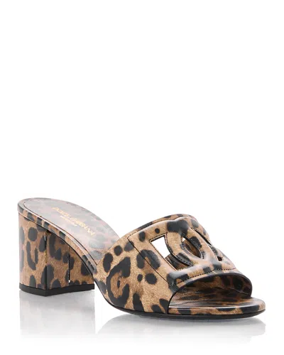 Dolce & Gabbana Women's High Heel Slides In Brown