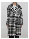 Dolce & Gabbana Black And White Coat With All-over Check Motiv In Wool Blend Woman In Multicolor