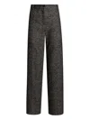 Dolce & Gabbana High Waist Herringbone Houndstooth Tailored Trousers In Gray