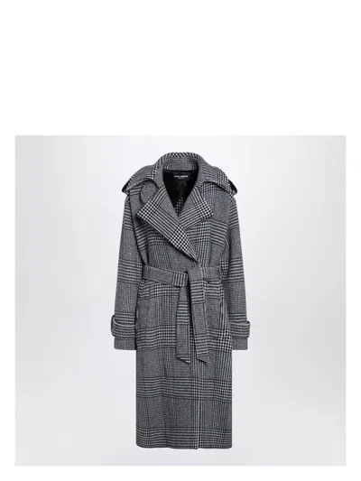 Dolce & Gabbana Women's Houndstooth Wool Checked Coat