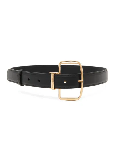 Dolce & Gabbana Women's Italian Tailoring Leather Frame Buckle Belt In Black