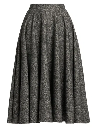 Dolce & Gabbana Women's Italian Tailoring Pleated Wool-blend Midi-skirt In Gray