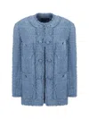 Dolce & Gabbana Light Blue Single-breasted Jacket With Logo Detail On Buttons In Cotton Blend Woman