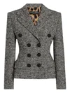 Dolce & Gabbana Tailored Double-breasted Blazer With Herringbone Pattern In Gray