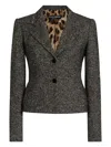 Dolce & Gabbana Tailored Single-breasted Wool Jacket With Textured Fabric In Gray