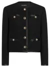 Dolce & Gabbana Jeweled Button Boucle Jacket In Black