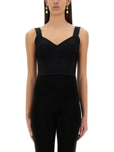 DOLCE & GABBANA DOLCE & GABBANA WOMEN JACQUARD AND LACE SHEATH CORSETRY BUSTIER