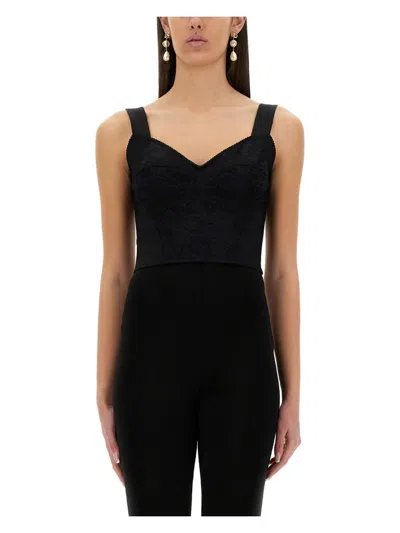 DOLCE & GABBANA WOMEN'S JACQUARD AND LACE SHEATH CORSETRY BUSTIER TOP