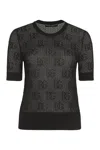 Dolce & Gabbana Logo Lace-stitched Jacquard Sweater In Black