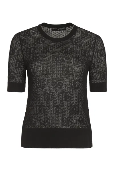 DOLCE & GABBANA WOMEN'S JACQUARD KNIT T-SHIRT