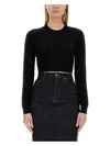Dolce & Gabbana Viscose Mesh Top With All-over Dg Logo In Black
