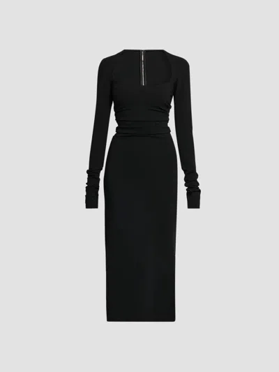 Dolce & Gabbana Ruched Stretch-jersey Midi Dress In Black
