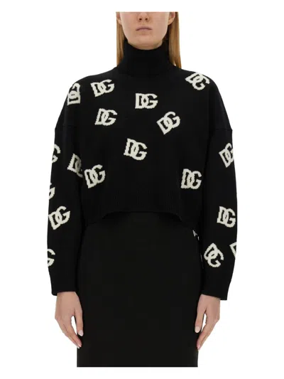 DOLCE & GABBANA WOMEN'S JERSEY WITH LOGO INLAY