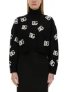 Dolce & Gabbana Intarsia-knit Logo Virgin Wool Jumper In Black