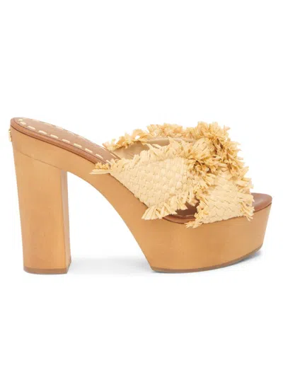 Dolce & Gabbana Women's Knotted Raffia Platform Sandals In Yellow