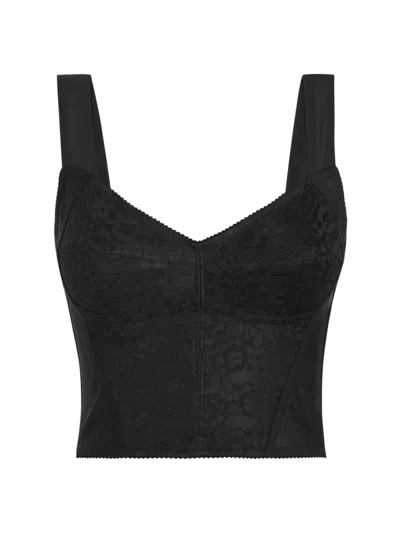 Dolce & Gabbana Women's Lace Crop Bustier Top In Black