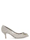 Dolce & Gabbana Bellucci 60 Crystal-embellished Pumps In Taormina Lace In White