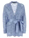 Dolce & Gabbana Camicia Pigiama In Pizzo Azzurro Donna