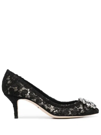 DOLCE & GABBANA DOLCE & GABBANA WOMEN LACE RAINBOW PUMPS WITH BROOCH DETAILING