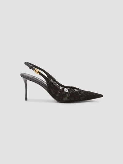Dolce & Gabbana Women's Lace Slingback Pumps In Nero