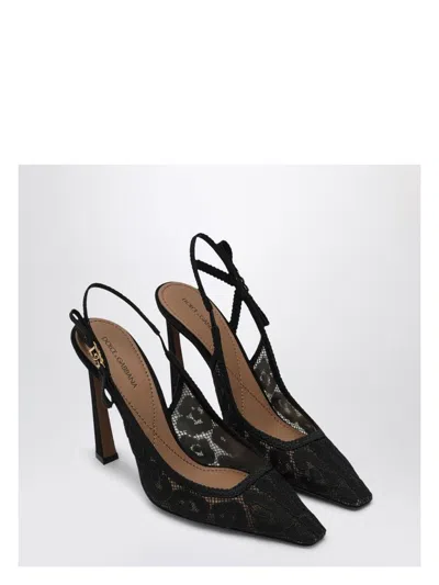 DOLCE & GABBANA WOMEN'S LACE SLINGBACK WITH RHINESTONES PUMPS