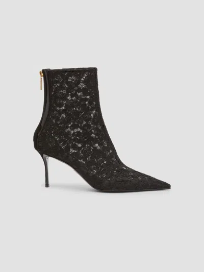 Dolce & Gabbana Women's Lace Stiletto-heel Ankle Boots In Nero