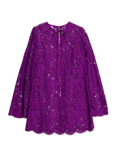 Dolce & Gabbana Women's Lace Tent Minidress In Purple