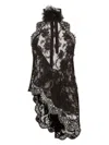 Dolce & Gabbana Asymmetrical Lace Top With Flower Detail In Black