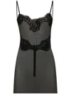 Dolce & Gabbana Lace Trim Stretch Tank Top Open Back In Black