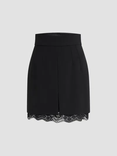 Dolce & Gabbana Women's Lace-hemmed Wool Mini Skirt In Black