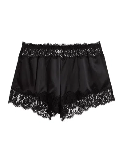 Dolce & Gabbana Women's Lace-trim Silk Slip Shorts In Black